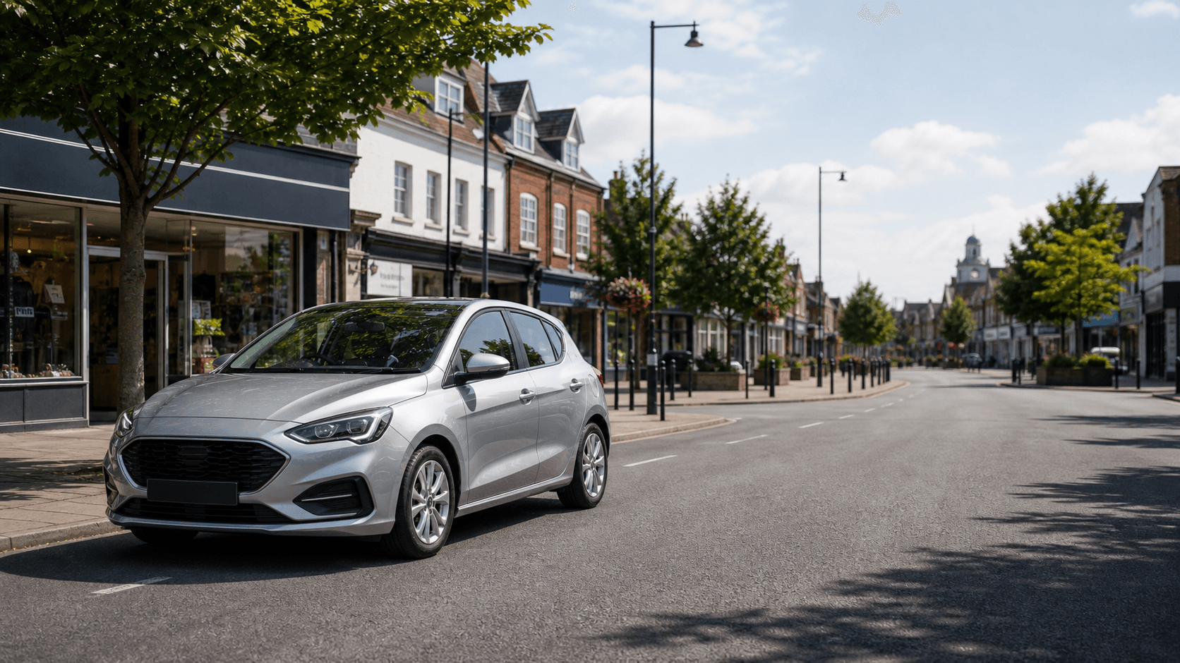 Compact hire car ready for practical travel around Guildford